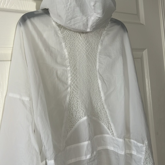 Free People FP Movement Lace Panel Retro Style Hooded Windbreaker White, Sz M - Picture 4 of 10